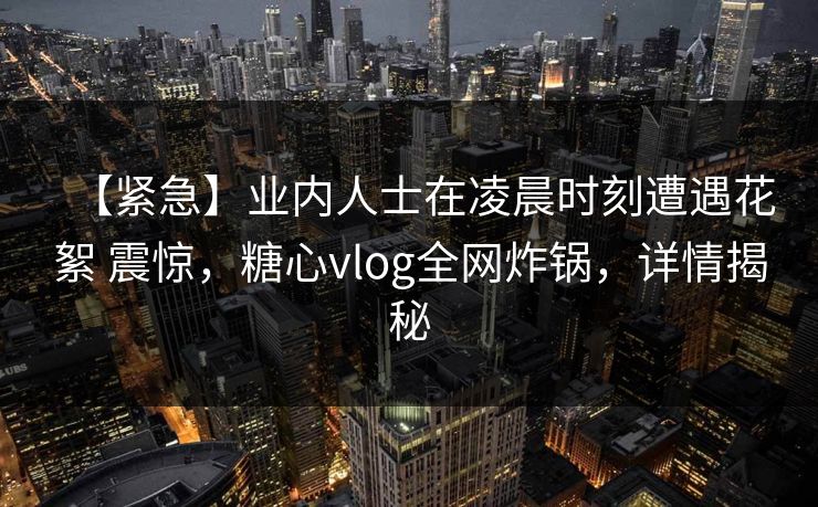 【紧急】业内人士在凌晨时刻遭遇花絮 震惊，糖心vlog全网炸锅，详情揭秘